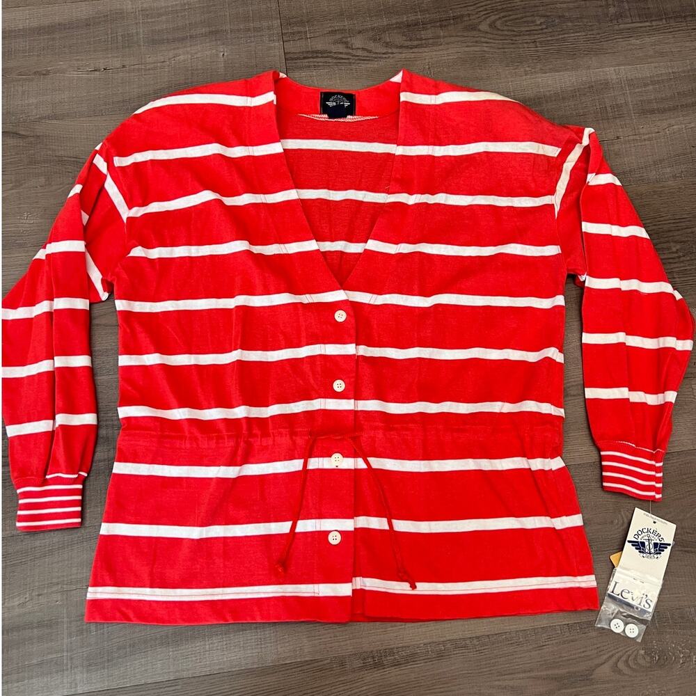 NWT Vtg 80s Dockers Levi's Strips Cotton Cardigan Sweatshirt